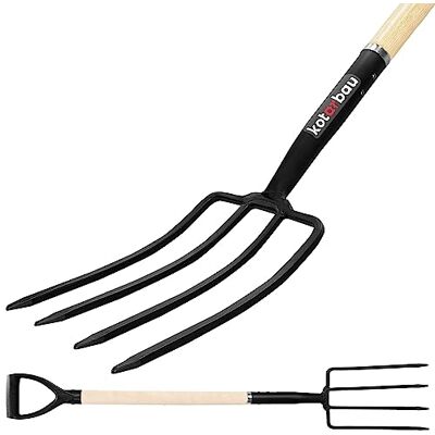 KOTARBAU ® Mistforke 4 dents 115 cm avec manche en métal plat pour jardin et agriculture KOTARBAU ® Mistforke 4 dents 115 cm avec manche en métal plat pour jardin et agriculture