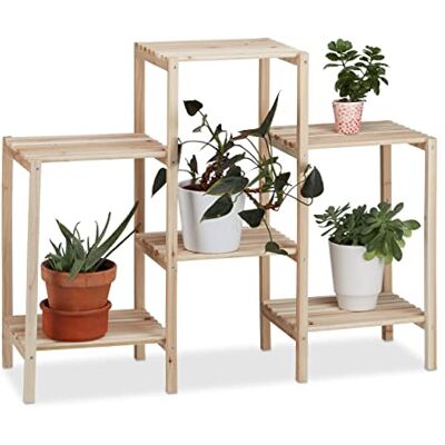 Relaxdays Étagère à plantes en bois pour intérieur robuste rustique et antirouille massif 70 x 89 x 27 cm Naturel Relaxdays Étagère à plantes en bois pour intérieur robuste rustique et antirouille massif 70 x 89 x 27 cm Naturel