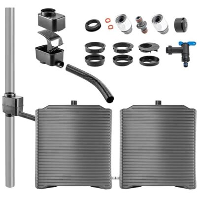 KADAX Réservoir d'eau modulaire pour jardin, tonneau de pluie en plastique résistant aux intempéries, 126 l (2 modules anthracites + kit de collecte B) KADAX Réservoir d'eau modulaire pour jardin, tonneau de pluie en plastique résistant aux intempéries, 126 l (2 modules anthracites + kit de collecte B)