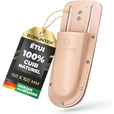 GRÜNTEK Étui Sécateur Ceinture en Cuir Véritable. Gaine de Ciseaux avec boucle de ceinture. Idée cadeau élégante et pratique. Marron Clair GRÜNTEK Étui Sécateur Ceinture en Cuir Véritable. Gaine de Ciseaux avec boucle de ceinture. Idée cadeau élégante et pratique. Marron Clair
