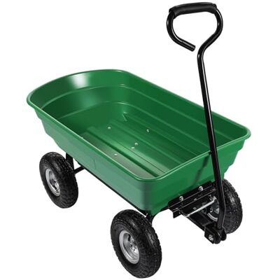 WilTec Chariot de jardin à main – 930 x 505 x 510 mm – Volume 75 L – Capacité de charge 240 kg – avec Benne basculante et 4 Roues – Remorque Brouette jardinerie WilTec Chariot de jardin à main – 930 x 505 x 510 mm – Volume 75 L – Capacité de charge 240 kg – avec Benne basculante et 4 Roues – Remorque Brouette jardinerie