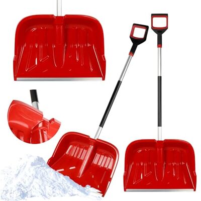 KADAX Pelle à neige professionnelle, 53 x 135 cm, avec poignée antidérapante, lame en plastique et bord en aluminium, rouge KADAX Pelle à neige professionnelle, 53 x 135 cm, avec poignée antidérapante, lame en plastique et bord en aluminium, rouge