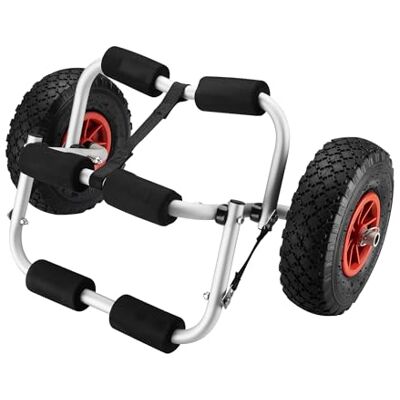 WilTec Chariot de transport Ajustable en Aluminium pour Kayak Canoë & Largeur réglable Supports en mousse Sécurité Sangles Transport Bâteau Fixation WilTec Chariot de transport Ajustable en Aluminium pour Kayak Canoë & Largeur réglable Supports en mousse Sécurité Sangles Transport Bâteau Fixation