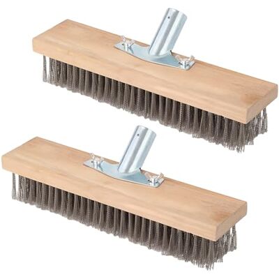 WANDGU Lot de 2 balais en fil d'acier de qualité : balai en fil d'acier 30 cm, balai métallique pour désherber mousse de jardin, balai de jardin en fil d'acier pour un retrait robuste des mauvaises WANDGU Lot de 2 balais en fil d'acier de qualité : balai en fil d'acier 30 cm, balai métallique pour désherber mousse de jardin, balai de jardin en fil d'acier pour un retrait robuste des mauvaises