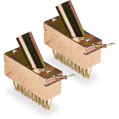 Relaxdays Brosse à joints, lot de 2, désherbage & mousse, brosse en acier, embouts, grattoir à joints, naturel/doré Relaxdays Brosse à joints, lot de 2, désherbage & mousse, brosse en acier, embouts, grattoir à joints, naturel/doré
