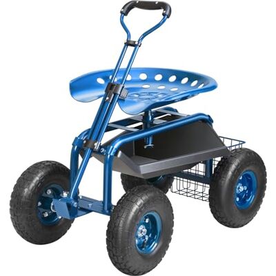 VEVOR Siège de Jardin Roulant Pivotant à 360° Tabouret de Jardinage sur Roues Gonflables 25,4 cm Chariot avec Siège 760x450x960 mm Poignée Extensible Plateau à Outils pour Terrasse Cour Extérieur Bleu VEVOR Siège de Jardin Roulant Pivotant à 360° Tabouret de Jardinage sur Roues Gonflables 25,4 cm Chariot avec Siège 760x450x960 mm Poignée Extensible Plateau à Outils pour Terrasse Cour Extérieur Bleu