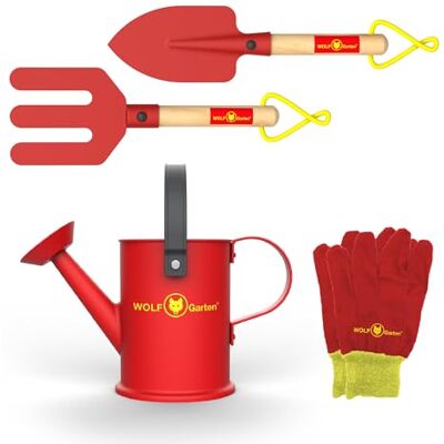 Red Tool Box Wolf Garten Kit d'outils de jardin SGH008-04-W I Ensemble d'outils de jardin 4 pièces avec arrosoir pour enfants I Jouet pour enfants à partir de 3 ans Red Tool Box Wolf Garten Kit d'outils de jardin SGH008-04-W I Ensemble d'outils de jardin 4 pièces avec arrosoir pour enfants I Jouet pour enfants à partir de 3 ans