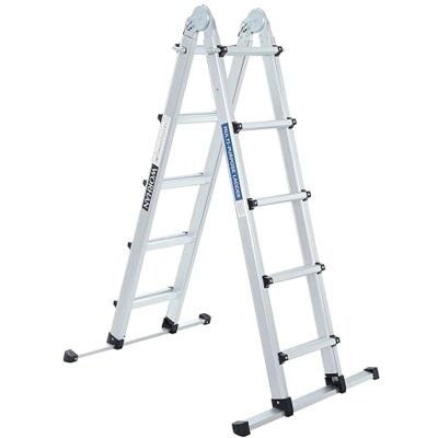 WORHAN Échelle télescopique en aluminium 555 cm Échelle télescopique pliable Échelle extensible avec barre stabilisatrice Échelle multifonction polyvalente LG5.5 WORHAN Échelle télescopique en aluminium 555 cm Échelle télescopique pliable Échelle extensible avec barre stabilisatrice Échelle multifonction polyvalente LG5.5
