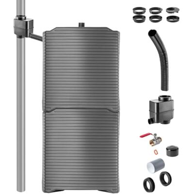 KADAX Réservoir d'eau modulaire pour jardin, tonneau de pluie en plastique résistant aux intempéries, 126 l (2 modules anthracites + kit de collecte A) KADAX Réservoir d'eau modulaire pour jardin, tonneau de pluie en plastique résistant aux intempéries, 126 l (2 modules anthracites + kit de collecte A)