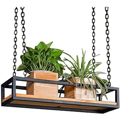 DFGHNBVC Étagère de plafond à suspendre pour pot de fleurs, étagère créative pour plantes, étagère flottante, étagère de décoration en bois et métal, 60/80/100/120/140 cm, 120 x 25 x 15 cm DFGHNBVC Étagère de plafond à suspendre pour pot de fleurs, étagère créative pour plantes, étagère flottante, étagère de décoration en bois et métal, 60/80/100/120/140 cm, 120 x 25 x 15 cm
