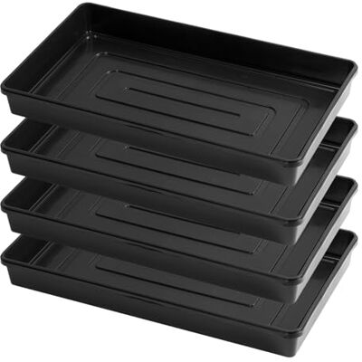 Pullmer Lot de 4 grands bacs à plantes en plastique plat 55,5 x 31,5 x 6,5 cm Pullmer Lot de 4 grands bacs à plantes en plastique plat 55,5 x 31,5 x 6,5 cm
