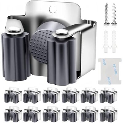 KAHEIGN Lot de 12 supports muraux en acier inoxydable pour serpillère, balai, pelle, outils de jardin, maison, jardin KAHEIGN Lot de 12 supports muraux en acier inoxydable pour serpillère, balai, pelle, outils de jardin, maison, jardin