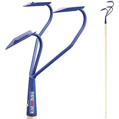KOTARBAU ® Cultivateur manuel à 3 dents et arêtes avec manche en bois 170 cm pour désherber outil de jardinage pour l'entretien du jardin KOTARBAU ® Cultivateur manuel à 3 dents et arêtes avec manche en bois 170 cm pour désherber outil de jardinage pour l'entretien du jardin