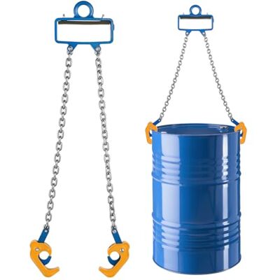 VEVOR Élévateur de tambour G80 avec crochet de sécurité, capacité de 1 tonne, équipement adapté pour grue chariot élévateur, élévateur de baril en acier au carbone pour tambours en plastique et en VEVOR Élévateur de tambour G80 avec crochet de sécurité, capacité de 1 tonne, équipement adapté pour grue chariot élévateur, élévateur de baril en acier au carbone pour tambours en plastique et en