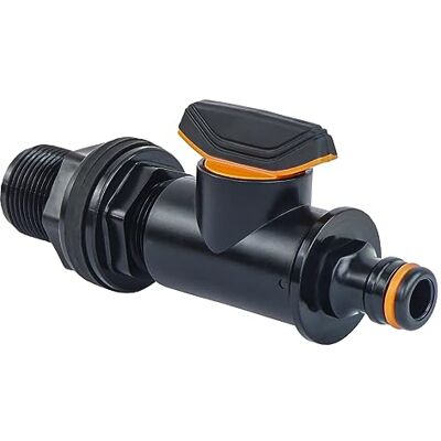GASMIS Traversée de Cuve avec Robinet d'Arrêt, 3/4" mâle 26 mm pour Cuve de Récupération d'eau de Pluie, Passe Paroi avec écrou et Joint, 1 Pièce GASMIS Traversée de Cuve avec Robinet d'Arrêt, 3/4" mâle 26 mm pour Cuve de Récupération d'eau de Pluie, Passe Paroi avec écrou et Joint, 1 Pièce