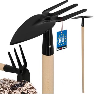 KOTARBAU ® Binette de jardin en acier avec manche en bois 103 cm Noir Avec 3 dents Binette à mauvaises herbes Avec manche Outils de jardinage KOTARBAU ® Binette de jardin en acier avec manche en bois 103 cm Noir Avec 3 dents Binette à mauvaises herbes Avec manche Outils de jardinage