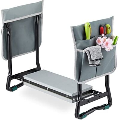 Relaxdays Genouillères pour le jardinage, protège les articulations, pliable, jusqu'à 150 kg, aide aux genoux rembourrée, 2 poches, noir/gris Relaxdays Genouillères pour le jardinage, protège les articulations, pliable, jusqu'à 150 kg, aide aux genoux rembourrée, 2 poches, noir/gris