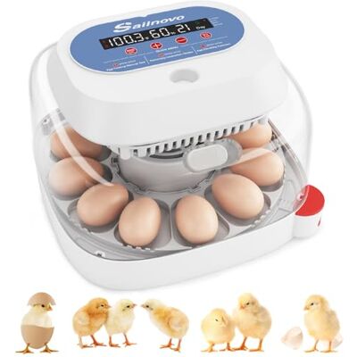 Sailnovo Incubateur à 12 œufs Quatre modes, indicateur d'humidité, rotation automatique des œufs et lampe de cisaille intégrée Pour œufs de poule, canard, caille, idéal pour la maison, la ferme Sailnovo Incubateur à 12 œufs Quatre modes, indicateur d'humidité, rotation automatique des œufs et lampe de cisaille intégrée Pour œufs de poule, canard, caille, idéal pour la maison, la ferme