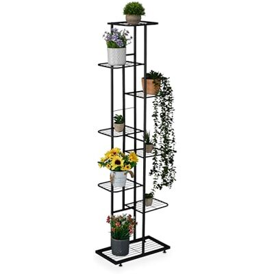 Relaxdays Étagère à plantes, 8 niveaux spacieux, pour 9 pots, noire métallique, H x L x P : 142 x 45 x 22 cm Relaxdays Étagère à plantes, 8 niveaux spacieux, pour 9 pots, noire métallique, H x L x P : 142 x 45 x 22 cm