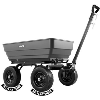 VEVOR Chariot de jardin pliable en polyéthylène, charge max. de 544 kg Chariot de jardin avec poignée convertible, évacuation rapide à 90°, roues pivotantes à 180° pour jardinage VEVOR Chariot de jardin pliable en polyéthylène, charge max. de 544 kg Chariot de jardin avec poignée convertible, évacuation rapide à 90°, roues pivotantes à 180° pour jardinage