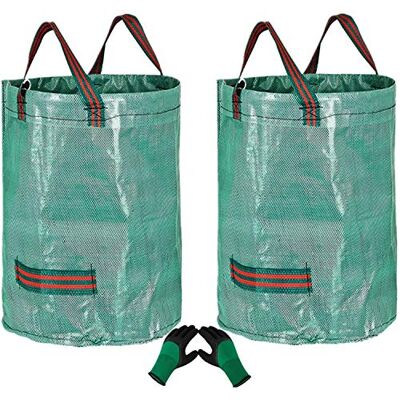 YAAVAAW Lot de 2 grands sacs à déchets de jardin robustes de 300 L (hauteur 84 cm, profondeur 67 cm) et 1 gant de jardinage, sacs poubelle de jardin, sacs de coupe d'herbe, sacs de jardinage avec poignées YAAVAAW Lot de 2 grands sacs à déchets de jardin robustes de 300 L (hauteur 84 cm, profondeur 67 cm) et 1 gant de jardinage, sacs poubelle de jardin, sacs de coupe d'herbe, sacs de jardinage avec poignées
