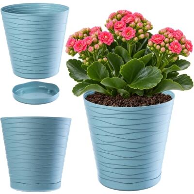 KADAX Pot de fleurs avec soucoupe, pour l'intérieur, pot de fleurs léger en plastique de haute qualité, pot rond pour fleurs, plantes, maison KADAX Pot de fleurs avec soucoupe, pour l'intérieur, pot de fleurs léger en plastique de haute qualité, pot rond pour fleurs, plantes, maison