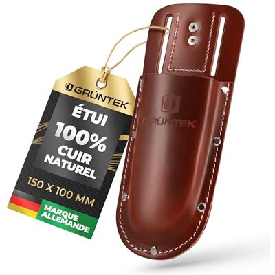 GRÜNTEK Étui Sécateur Ceinture en Cuir Véritable. Gaine de Ciseaux avec boucle de ceinture. Idée cadeau élégante et pratique. Marron foncé GRÜNTEK Étui Sécateur Ceinture en Cuir Véritable. Gaine de Ciseaux avec boucle de ceinture. Idée cadeau élégante et pratique. Marron foncé
