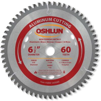 Oshlun SBNF-065060 Lame de scie TCG 60 dents avec arbre de 1,5 cm (diamanté) pour aluminium et métaux non ferreux Oshlun SBNF-065060 Lame de scie TCG 60 dents avec arbre de 1,5 cm (diamanté) pour aluminium et métaux non ferreux