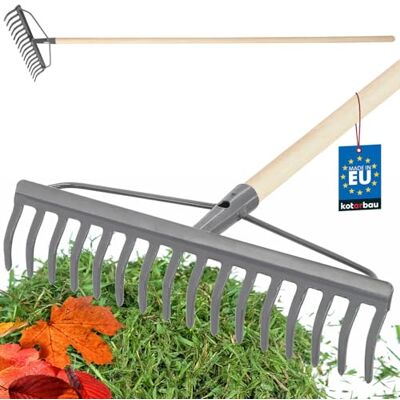 KOTARBAU ® Rateau à Feuille Métal 41 cm Râteau Jardin 16 Dents avec Manche en Bois Outil Robuste Pour Entretien Gazon Jardinage Gris & Naturel KOTARBAU ® Rateau à Feuille Métal 41 cm Râteau Jardin 16 Dents avec Manche en Bois Outil Robuste Pour Entretien Gazon Jardinage Gris & Naturel