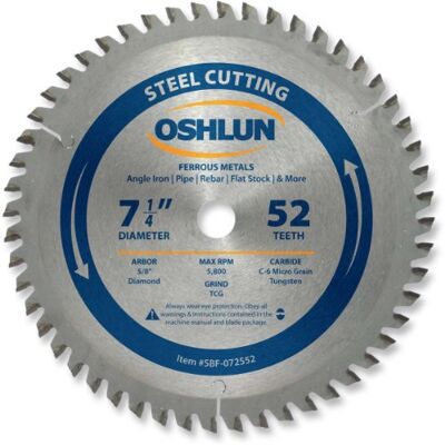 Oshlun SBF-072552 Lame de scie TCG 52 dents 19,5 mm (alésage diamanté) pour acier doux et métaux ferreux Oshlun SBF-072552 Lame de scie TCG 52 dents 19,5 mm (alésage diamanté) pour acier doux et métaux ferreux
