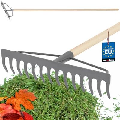 KOTARBAU ® Rateau à Feuille Métal 36 cm Râteau Jardin 14 Dents avec Manche en Bois Outil Robuste Pour Entretien Gazon Jardinage Gris & Naturel KOTARBAU ® Rateau à Feuille Métal 36 cm Râteau Jardin 14 Dents avec Manche en Bois Outil Robuste Pour Entretien Gazon Jardinage Gris & Naturel