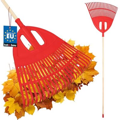 KOTARBAU ® Rateau À Feuilles Plastique 50 cm avec Manche en Bois Extra-Click Rateau Jardin Ramasse Feuilles Léger Rouge & Bois Ergonomique KOTARBAU ® Rateau À Feuilles Plastique 50 cm avec Manche en Bois Extra-Click Rateau Jardin Ramasse Feuilles Léger Rouge & Bois Ergonomique