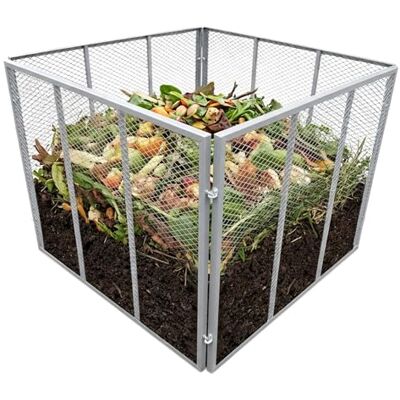 Relaxdays Composteur en métal, biocomposteur de jardin, gris HBT:80 x 100 x 100 cm, 800 litres, composteur à feuilles, grille, acier Relaxdays Composteur en métal, biocomposteur de jardin, gris HBT:80 x 100 x 100 cm, 800 litres, composteur à feuilles, grille, acier