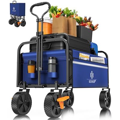 KESSER ® Chariot de transport pliable 2 poches filet Pneus en PVC Charge maximale 80 kg Remorque de jardin Sans toit KESSER ® Chariot de transport pliable 2 poches filet Pneus en PVC Charge maximale 80 kg Remorque de jardin Sans toit