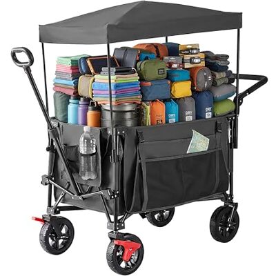 Relaxdays Chariot pliable 150 kg toit gris Poignée télescopique et poussante, pneus en caoutchouc avec frein, chariot de transport Relaxdays Chariot pliable 150 kg toit gris Poignée télescopique et poussante, pneus en caoutchouc avec frein, chariot de transport