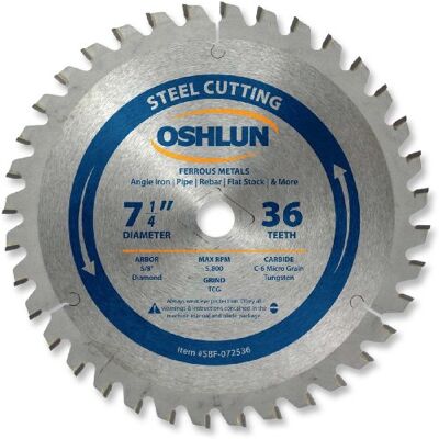 Oshlun SBF-072536 Lame de scie TCG 36 dents avec arbre de 1,5 cm (diamanté) pour acier doux et métaux ferreux Oshlun SBF-072536 Lame de scie TCG 36 dents avec arbre de 1,5 cm (diamanté) pour acier doux et métaux ferreux