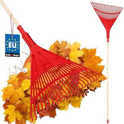 KOTARBAU ® Rateau À Feuilles Plastique 50 cm avec Manche en Bois Extra-Click Rateau Jardin Ramasse Feuilles Léger Rouge & Bois Ergonomique KOTARBAU ® Rateau À Feuilles Plastique 50 cm avec Manche en Bois Extra-Click Rateau Jardin Ramasse Feuilles Léger Rouge & Bois Ergonomique
