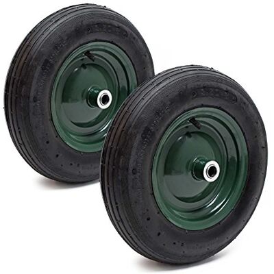 WilTec Lot de 2x Pneu de brouette 3.50-8 – Roue et Pneumatique – Jusqu’à 120 kg – avec Jante et Chambre à air – Bandage pour Diable, Chariot, Charrette WilTec Lot de 2x Pneu de brouette 3.50-8 – Roue et Pneumatique – Jusqu’à 120 kg – avec Jante et Chambre à air – Bandage pour Diable, Chariot, Charrette