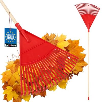 KOTARBAU ® Rateau À Feuilles Plastique 48 cm avec Manche en Bois Extra-Click Rateau Jardin Ramasse Feuilles Léger Rouge & Bois Ergonomique KOTARBAU ® Rateau À Feuilles Plastique 48 cm avec Manche en Bois Extra-Click Rateau Jardin Ramasse Feuilles Léger Rouge & Bois Ergonomique