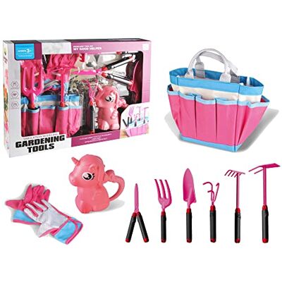 Lean Toys Kit de jardinage avec sac et outils et gants Râteau - Lean Toys Kit de jardinage avec sac et outils et gants Râteau -