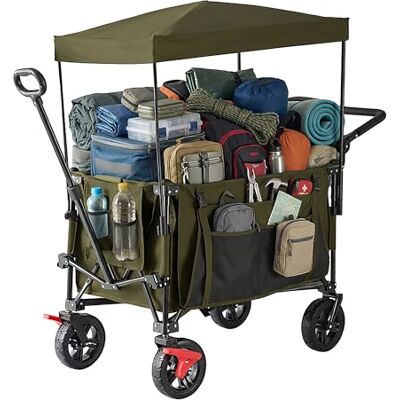Relaxdays Chariot pliable 150 kg toit vert Poignée télescopique et poussante, pneus en caoutchouc avec frein, chariot de transport Relaxdays Chariot pliable 150 kg toit vert Poignée télescopique et poussante, pneus en caoutchouc avec frein, chariot de transport