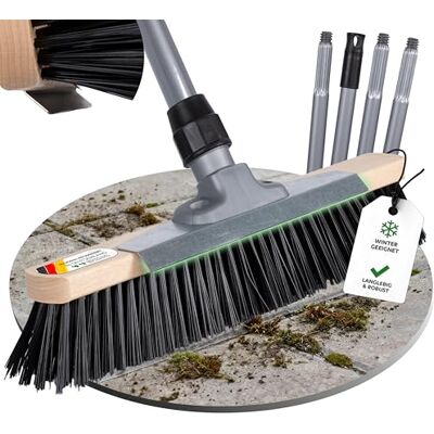ORGAFLIX Balai de rue avec manche et bord de raclage pour la saleté tenace, 40 cm, avec poils élaston, résistant aux intempéries, pour l'extérieur, robuste et durable, fabriqué en Allemagne et en ORGAFLIX Balai de rue avec manche et bord de raclage pour la saleté tenace, 40 cm, avec poils élaston, résistant aux intempéries, pour l'extérieur, robuste et durable, fabriqué en Allemagne et en