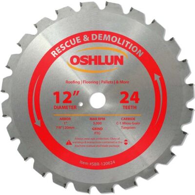 Oshlun SBR-120024 Lame de scie FTG 30,5 cm 24 dents avec tige de 2,5 cm (bagues de 2,2 cm et 20 mm) pour sauvetage et démolition Oshlun SBR-120024 Lame de scie FTG 30,5 cm 24 dents avec tige de 2,5 cm (bagues de 2,2 cm et 20 mm) pour sauvetage et démolition