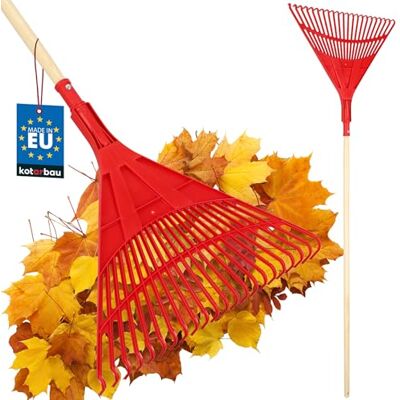 KOTARBAU ® Rateau À Feuilles Plastique 50 cm avec Manche en Bois Extra-Click Rateau Jardin Ramasse Feuilles Léger Rouge & Bois Verni Ergonomique KOTARBAU ® Rateau À Feuilles Plastique 50 cm avec Manche en Bois Extra-Click Rateau Jardin Ramasse Feuilles Léger Rouge & Bois Verni Ergonomique