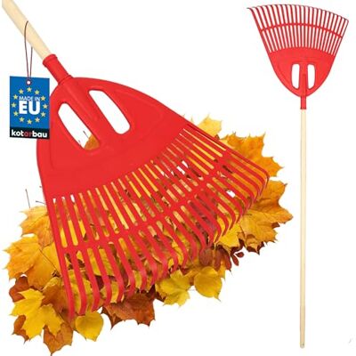 KOTARBAU ® Rateau À Feuilles Plastique 50 cm avec Manche en Bois Extra-Click Rateau Jardin Ramasse Feuilles Léger Rouge & Bois Verni Ergonomique KOTARBAU ® Rateau À Feuilles Plastique 50 cm avec Manche en Bois Extra-Click Rateau Jardin Ramasse Feuilles Léger Rouge & Bois Verni Ergonomique