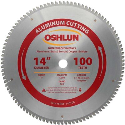Oshlun SBNF-140100 Lame de scie TCG 100 dents 35,6 cm avec arbre de 2,5 cm pour aluminium et métaux non ferreux Oshlun SBNF-140100 Lame de scie TCG 100 dents 35,6 cm avec arbre de 2,5 cm pour aluminium et métaux non ferreux