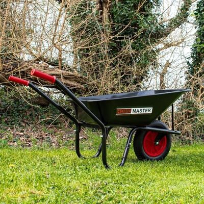Home Master Brouette de jardin robuste HOMEMASTER® 90L 120-150KG Pneumatique Plastique trempé Brouette de chariot à bras de grand chariot de transport solide (Steel Black) Home Master Brouette de jardin robuste HOMEMASTER® 90L 120-150KG Pneumatique Plastique trempé Brouette de chariot à bras de grand chariot de transport solide (Steel Black)