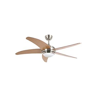Bastilipo Malibu NIQUEL 3 LED Ventilateur de plafond avec télécommande et lumière LED 5 Pales réversibles 132 cm Couleur noyer + hêtre Bastilipo Malibu NIQUEL 3 LED Ventilateur de plafond avec télécommande et lumière LED 5 Pales réversibles 132 cm Couleur noyer + hêtre
