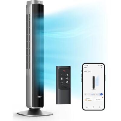 DREO Pilot Pro S Ventilateur tour pour chambre à coucher, oscillant à 90° avec flux d'air lointain de 12,2 m, moteur CC ultra silencieux de 25 dB, vitesse de 8,5 m/s, 12 vitesses, 106,7 cm, contrôle DREO Pilot Pro S Ventilateur tour pour chambre à coucher, oscillant à 90° avec flux d'air lointain de 12,2 m, moteur CC ultra silencieux de 25 dB, vitesse de 8,5 m/s, 12 vitesses, 106,7 cm, contrôle