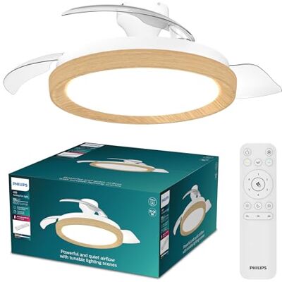 Philips Bliss DC Fan ceiling 28W+35W TW Wood Dimmable Pale ouverte 106 cm, 4500 lm, lumière blanche, intensité variable, 3000-6500 K, réglable jusqu'à 5 %, télécommande incluse Philips Bliss DC Fan ceiling 28W+35W TW Wood Dimmable Pale ouverte 106 cm, 4500 lm, lumière blanche, intensité variable, 3000-6500 K, réglable jusqu'à 5 %, télécommande incluse